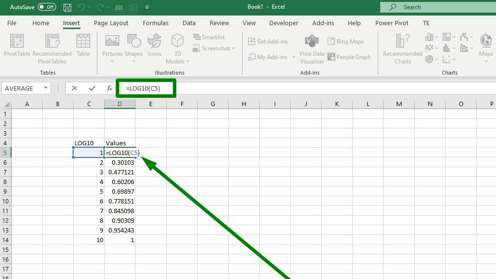 Graphing-a-Logarithmic-Function-in-Excel-2